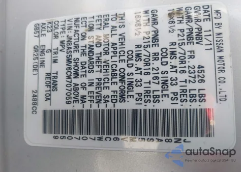 2012 Nissan Rogue S z USA, uszkodzony, nr VIN JN8AS5MV6CW707059